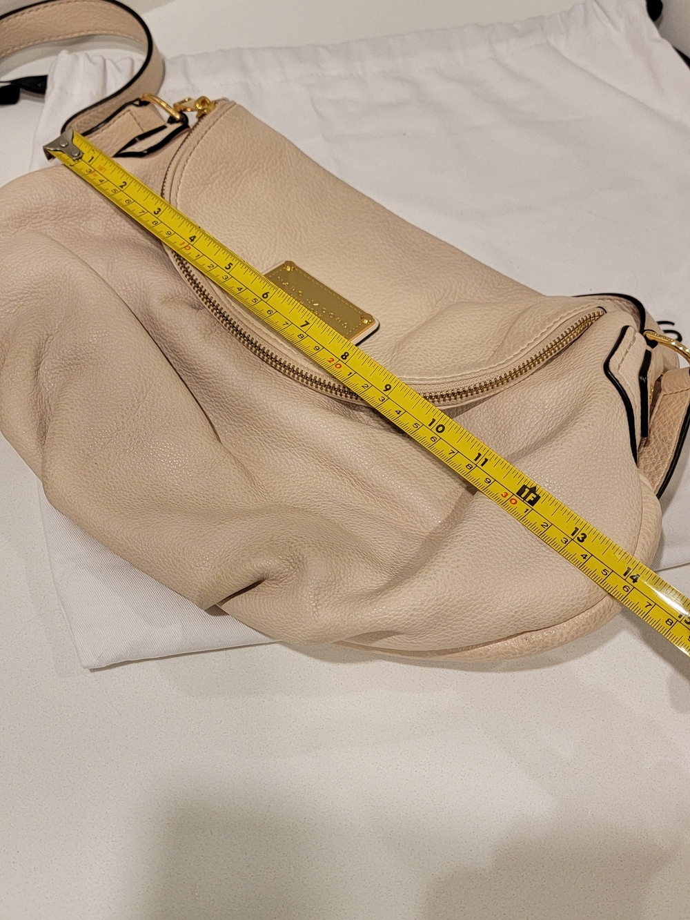 Marc Jacobs Classic Q Natasha Large Crossbody Beige Pebbled Leather Y2K Vintage - Picture 13 of 13